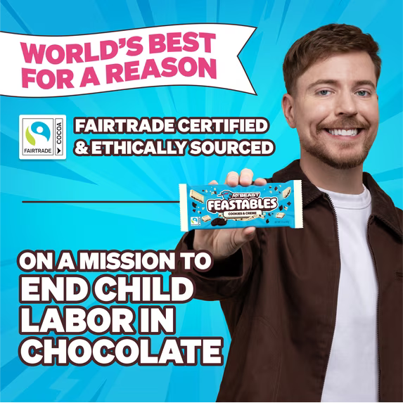 Feastables Mr Beast Barra de Chocolate Blanco con Galletas y Crema