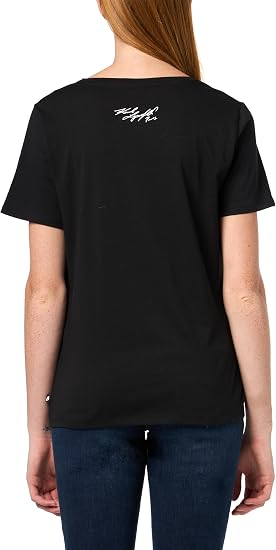 Karl Lagerfeld Camiseta de mujer de manga corta y logotipo suave para todos los días, Negro, Mediana