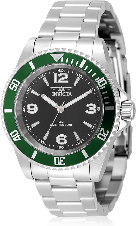 Invicta Especialidad Hombres 1.575 in Acero Inoxidable Acero Negro Dial PC21J Cuarzo