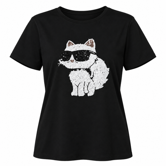Karl Lagerfeld Camiseta de mujer de manga corta y logotipo suave para todos los días, Negro, Mediana