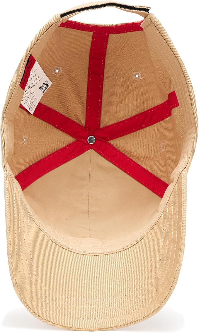HUGO, Gorra de algodón con logotipo cuadrado, beige Brownstone, PCE.